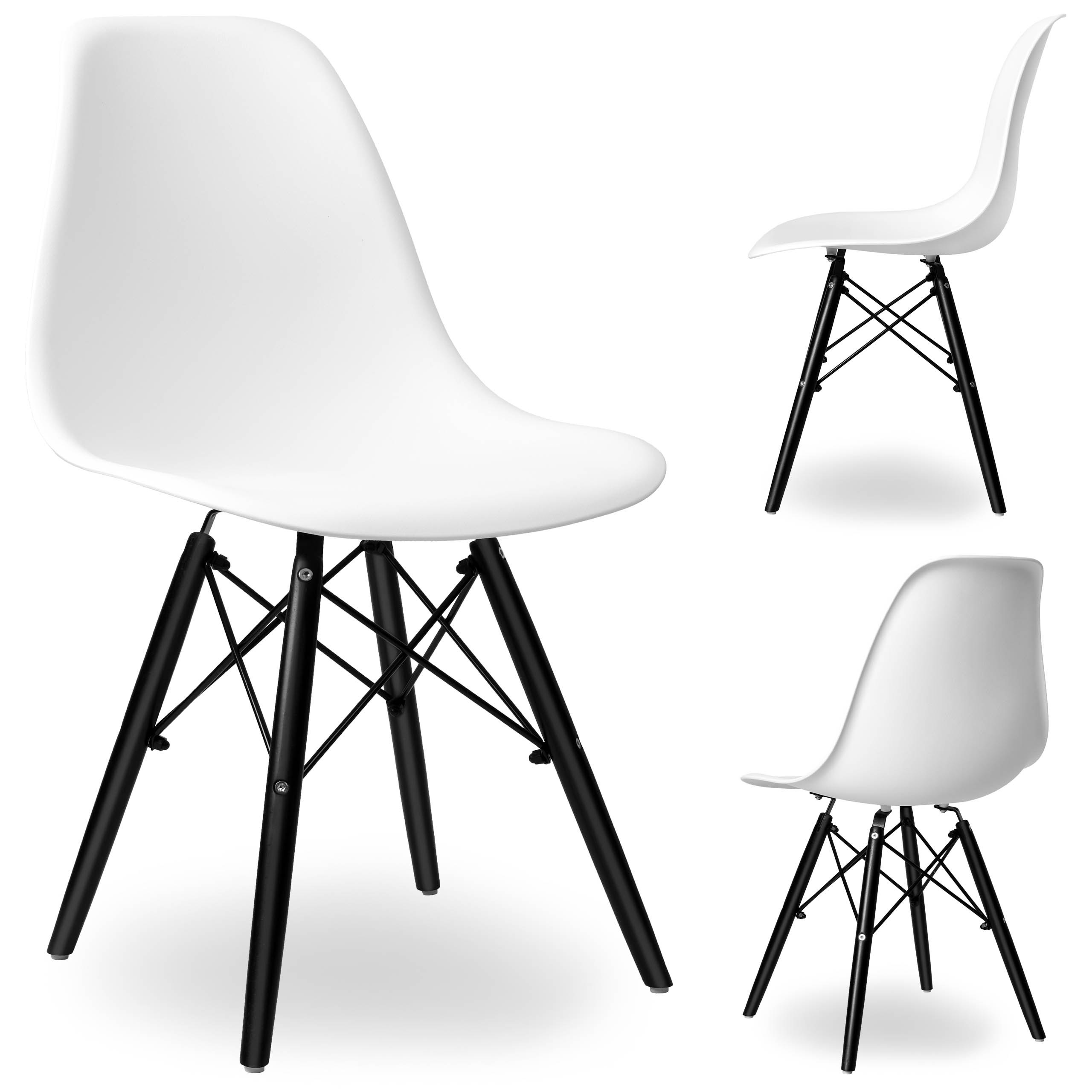 Krzesło skandynawskie Iris Black DSW białe