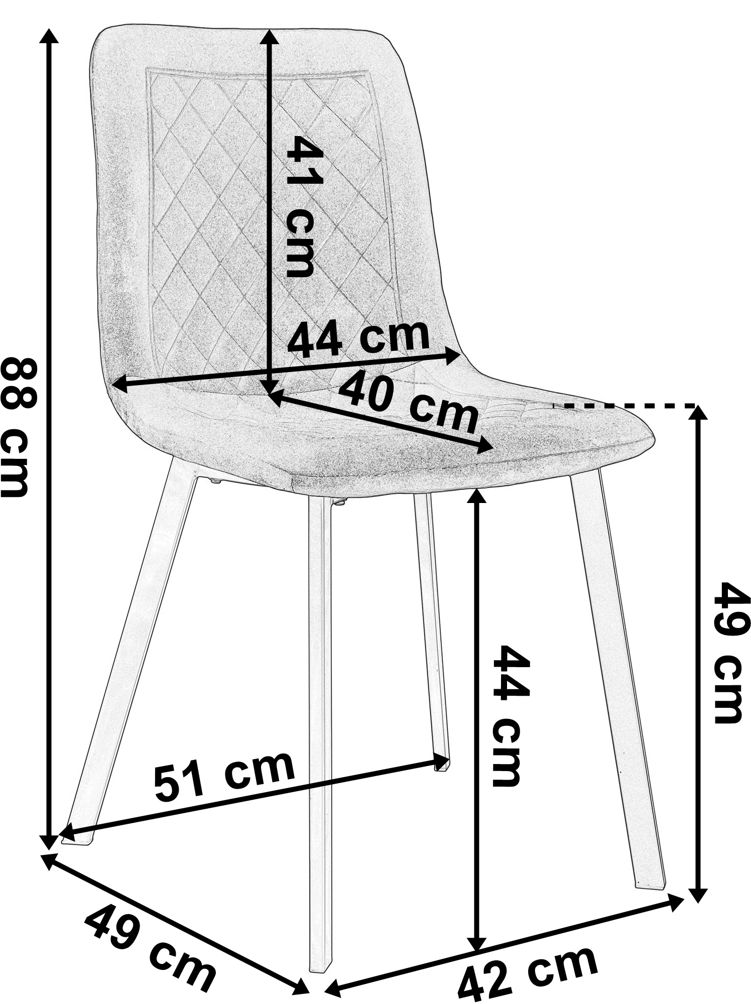 Krzesło tapicerowane Curtis ciemnozielone wymiary