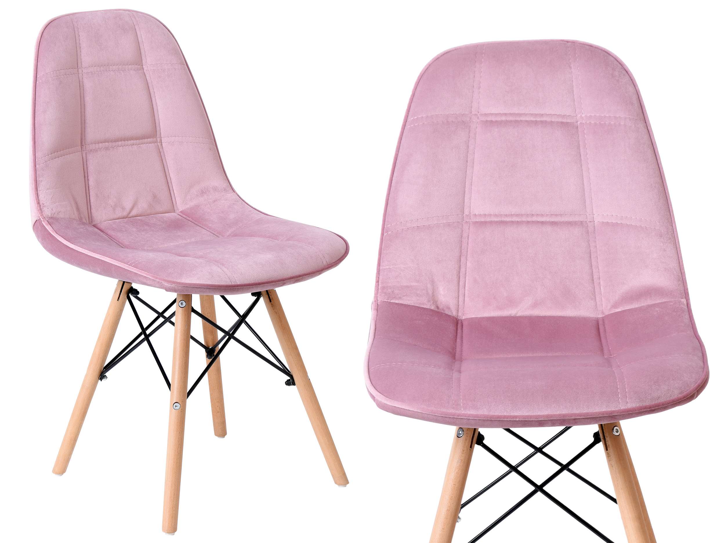 Krzesło aksamitne Shirley różowe
