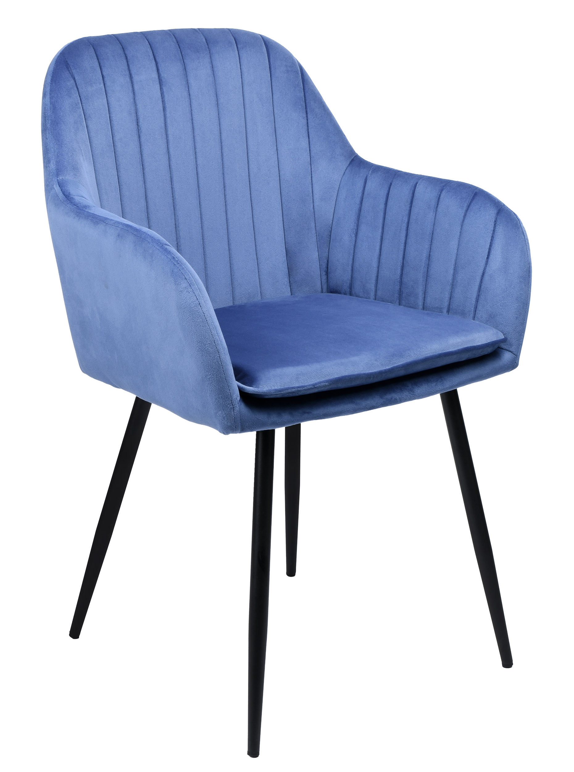 Krzesło welurowe SEVILLA aksamitne niebieskie