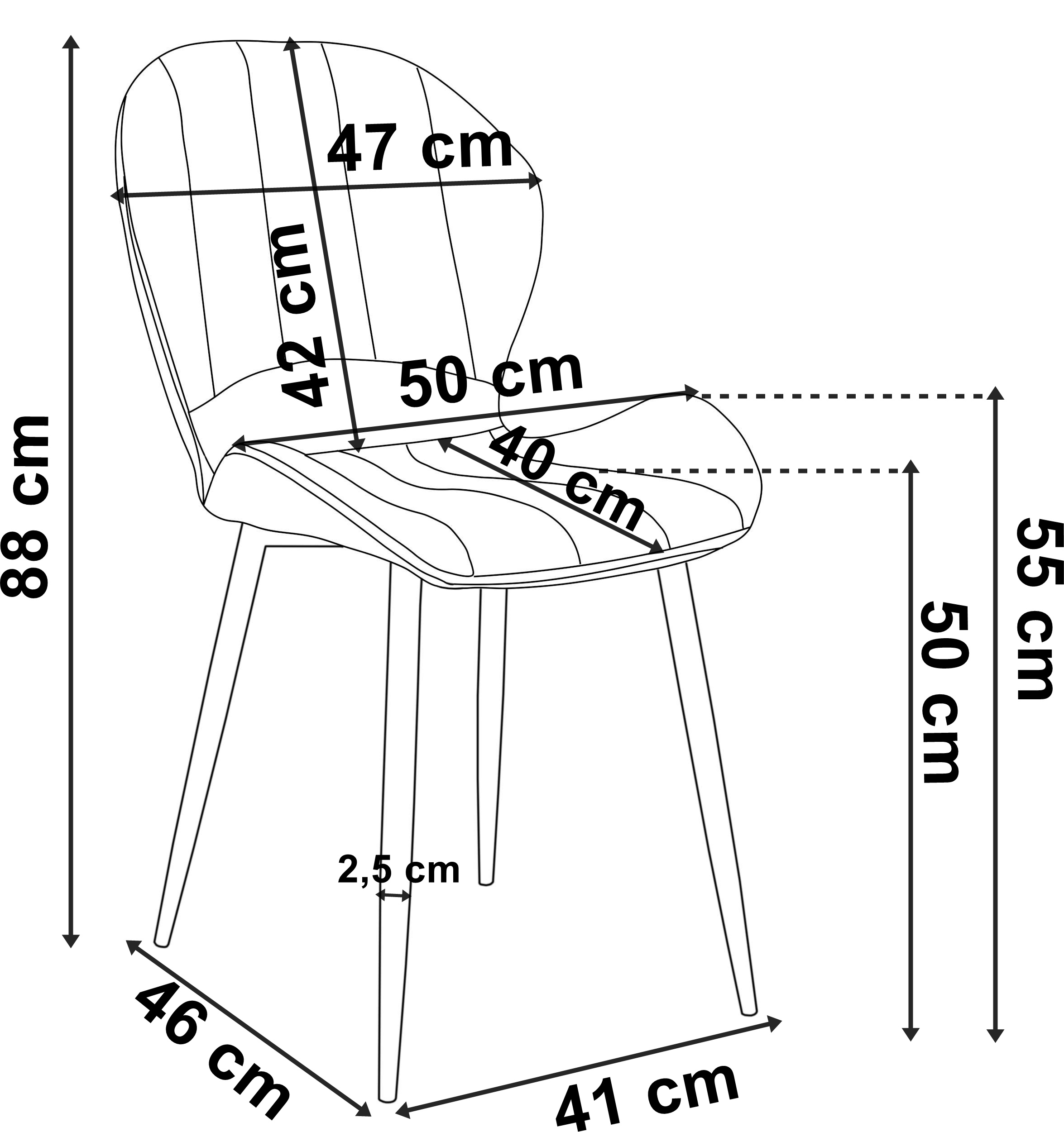 Krzesło welurowe SHELBY aksamitne granatowe