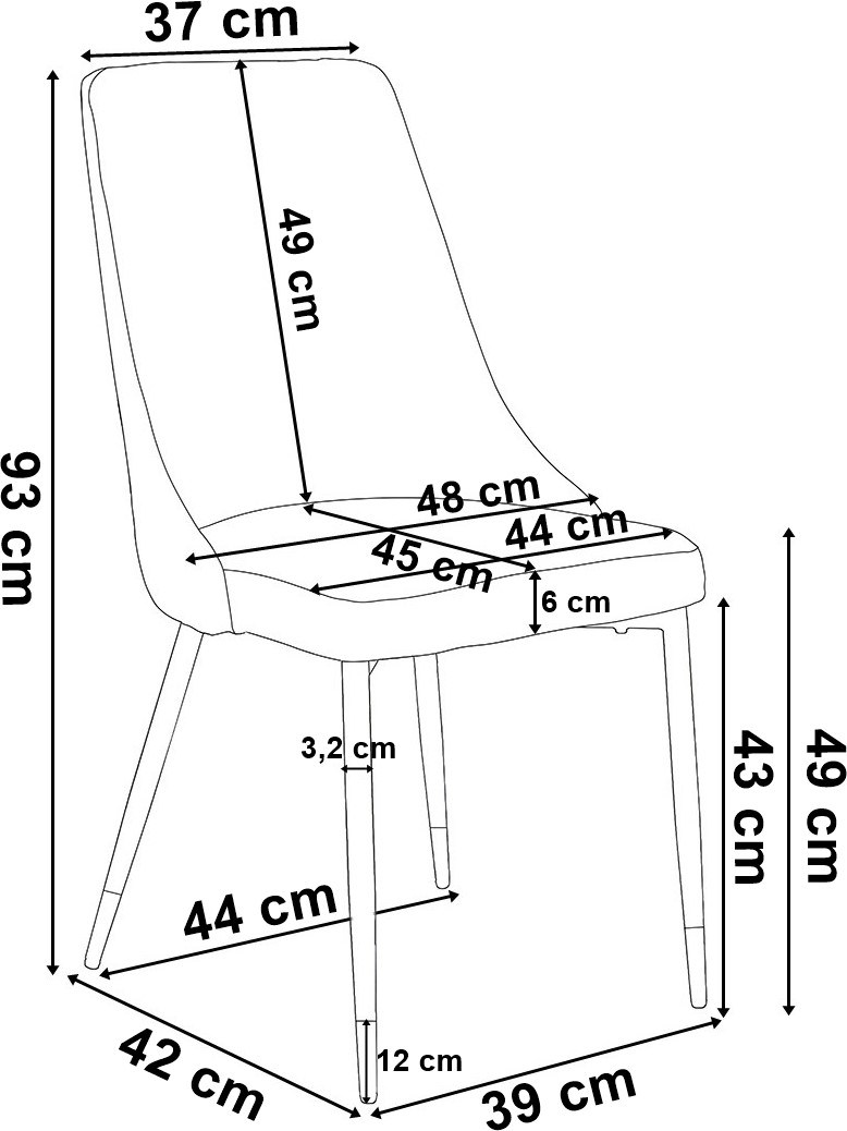 Krzesło welurowe VERMONT aksamitne wymiary