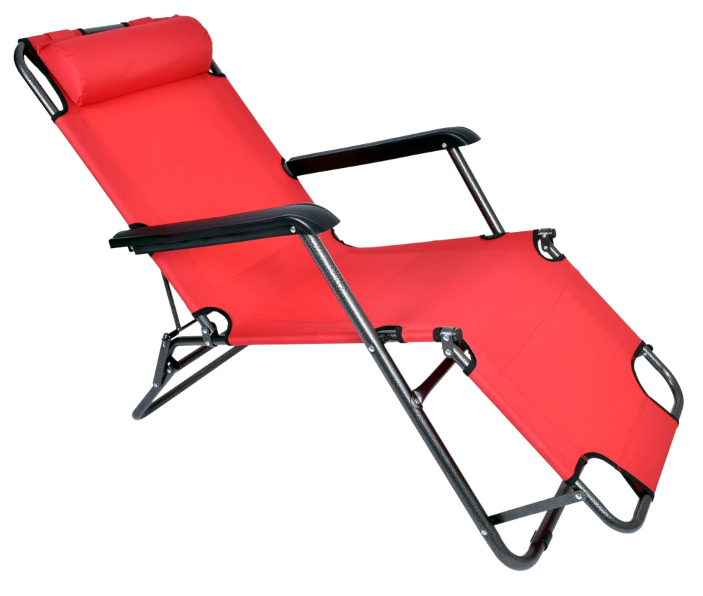 Fotel Leżak plażowy LEON - czerwony