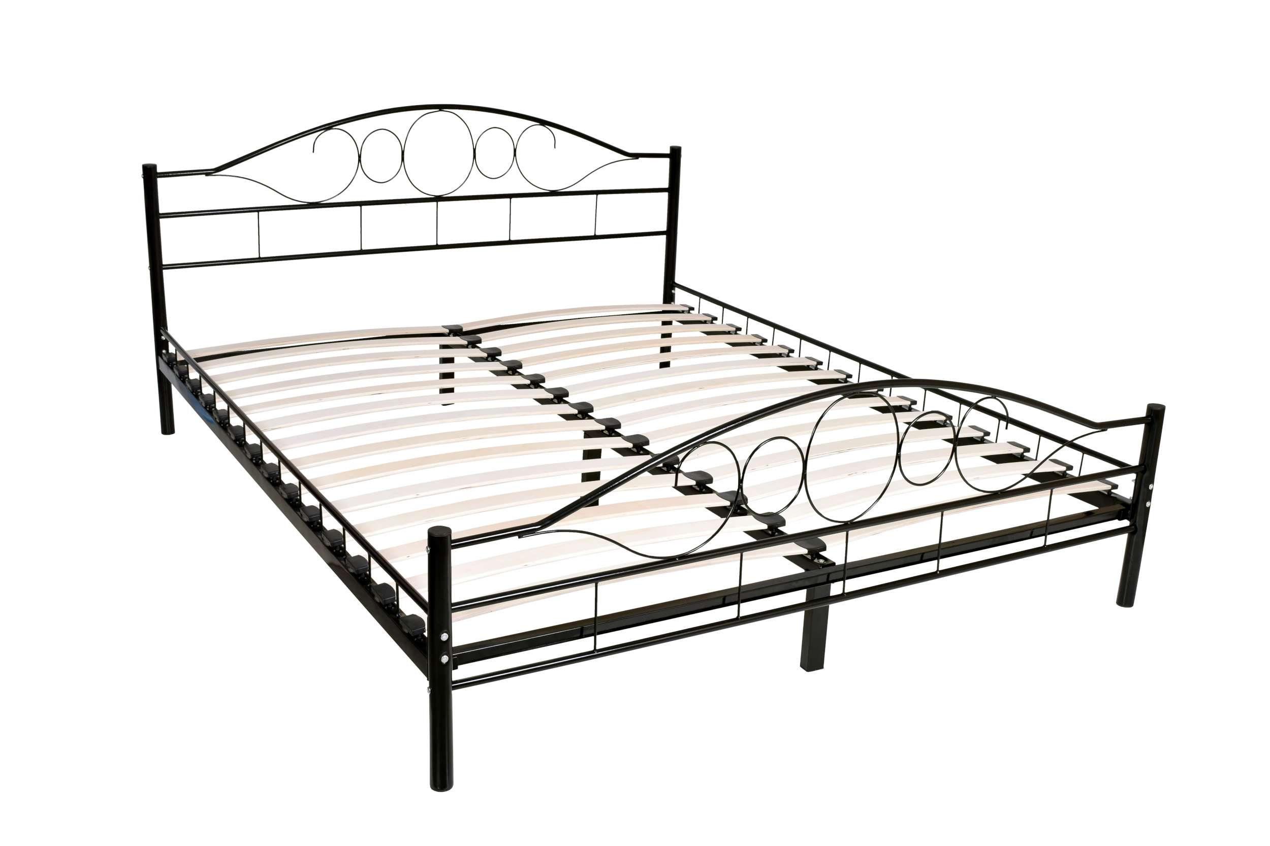 Łóżko metalowe ze stelażem podwójne 160x200 cm Model: ARRIGO Kolor: czarny