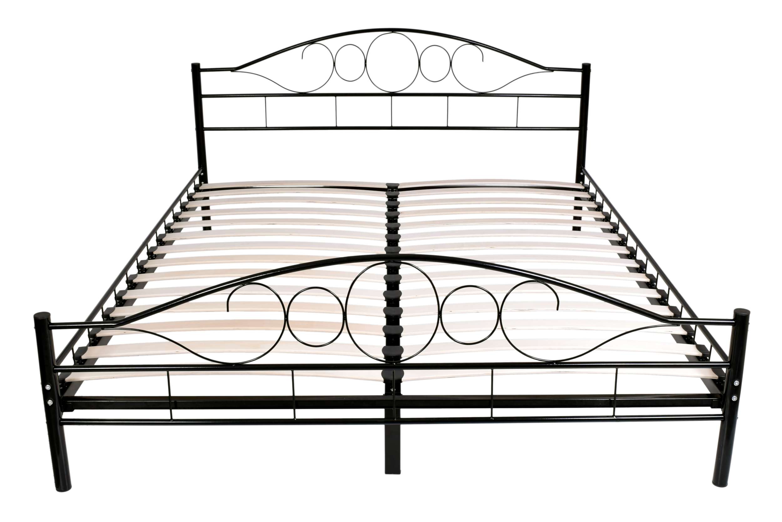 Łóżko metalowe ze stelażem podwójne 160x200 cm Model: ARRIGO Kolor: czarny