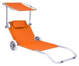 Leżak plażowy wózek z kółkami Marcin - pomarańczowy