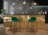 Krzesło barowe hoker Sligo ciemnozielone Velvet 2 sztuki