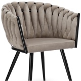 Krzesło plecione ASTON Velvet aksamitne beżowe taupe