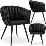 Krzesło plecione ASTON Velvet aksamitne czarne
